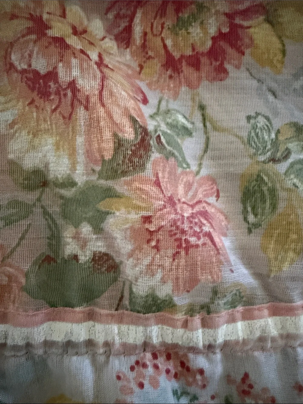 Floral Blush Pink Stripe Curtain Panel - Romantic Drapery